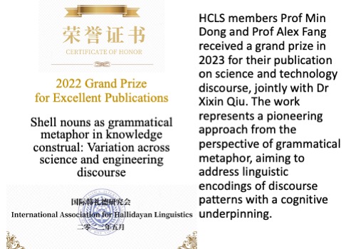 2022 Grand Prize for Excellent Publications in Systemic Functional Linguistics Awarded to CLS Members for Pioneering Work